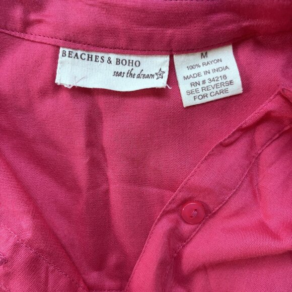 Beaches & Boho Womens M Sleeveless Button-Down Dress Floral Embroidery Coastal - Picture 5 of 6